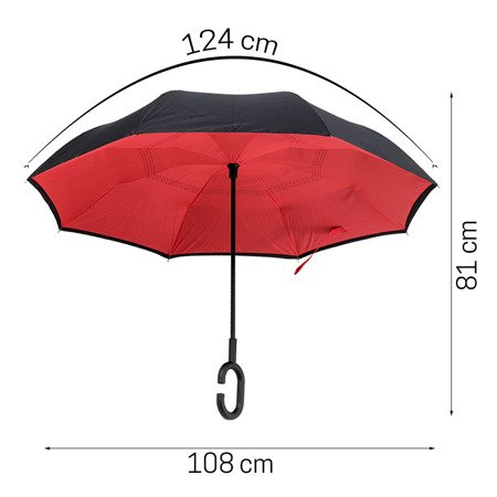 Parasol otwierany odwrotnie, parasolka odwrócona czerwona - UC824016R