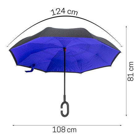 Parasol otwierany odwrotnie, parasolka odwrócona niebieska - UC824016BL