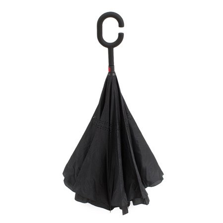 Parasol otwierany odwrotnie, parasolka odwrócona paski czarny UC121201
