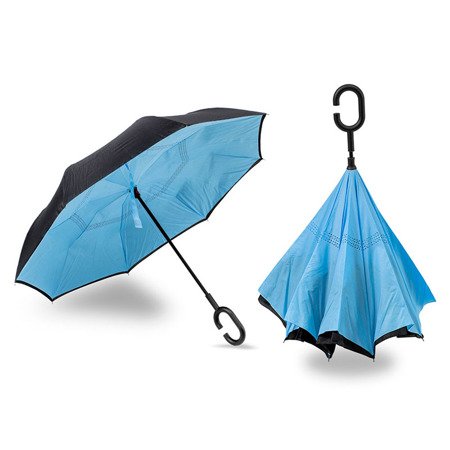 Parasol otwierany odwrotnie, parasolka odwrócona turkusowa - UC824016T