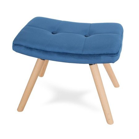 Podnóżek do fotela uszak skandynawski na drewnianych bukowych nogach niebieski P500BL