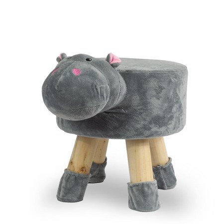 Pufa dziecięca stołek zwierzak dla dzieci podnóżek pufka hipopotam szara UC121229