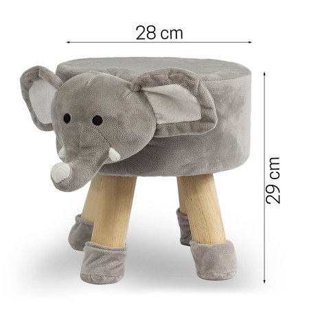 Pufa dziecięca stołek zwierzak dla dzieci podnóżek pufka słoń szara UC121231