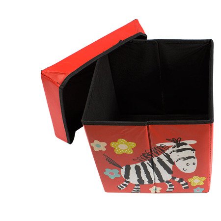 Pufa składana pudełko do siedzenia pojemnik na zabawki podnóżek UC82105-1 czerwona