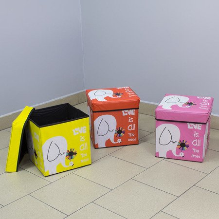 Pufa składana pudełko do siedzenia pojemnik na zabawki podnóżek UC82105-10 żółty