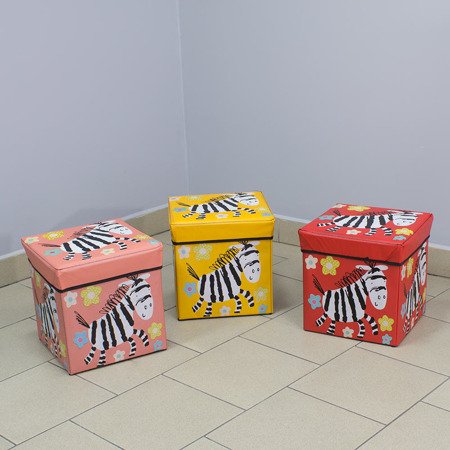 Pufa składana pudełko do siedzenia pojemnik na zabawki podnóżek UC82105-2 żółta