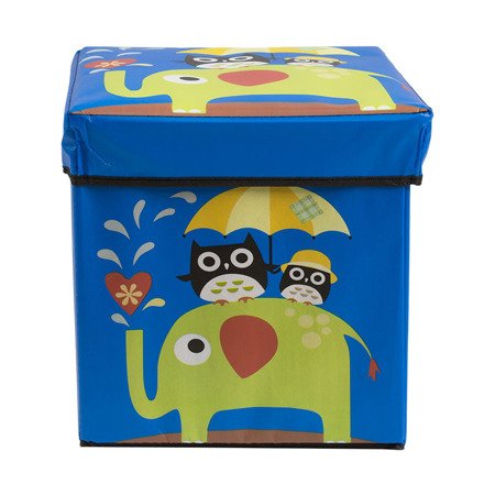 Pufa składana pudełko do siedzenia pojemnik na zabawki podnóżek UC82105-5 niebieska