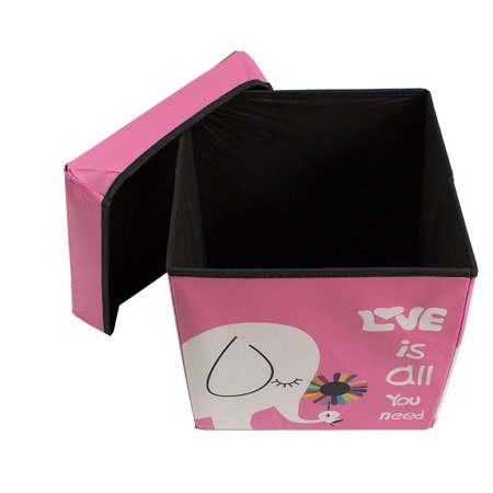 Pufa składana pudełko do siedzenia pojemnik na zabawki podnóżek UC82105-7 różowa