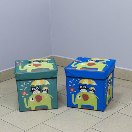 Pufa składana pudełko do siedzenia pojemnik na zabawki podnóżek UC82105-7 różowa