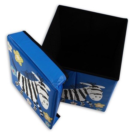 Pufa składana pudełko do siedzenia pojemnik na zabawki podnóżek UC82105-9 niebieska