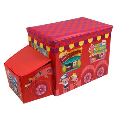 Pufa skrzynia pojemnik na zabawki kufer organizer do przechowywania zabawek UC82102-2 czerwona