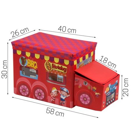Pufa skrzynia pojemnik na zabawki kufer organizer do przechowywania zabawek UC82102-2 czerwona
