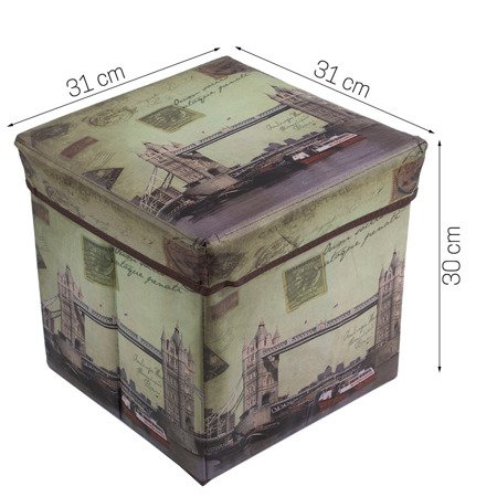 Pufka składana do siedzenia pojemnik taboret pudełko na drobiazgi szary M38 - 08