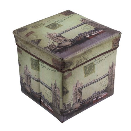 Pufka składana do siedzenia pojemnik taboret pudełko na drobiazgi szary M38 - 08