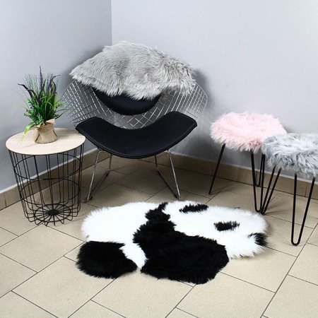 Skórka włochata dywanik do salonu futro włochacz do pokoju dziecięcego panda biały UC121227