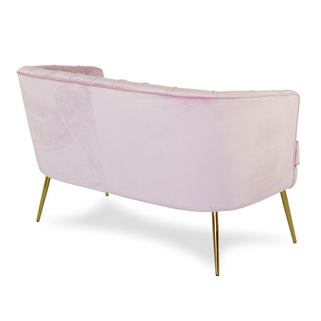 Sofa dwuosobowa welur na złotych nogach różowa S101P