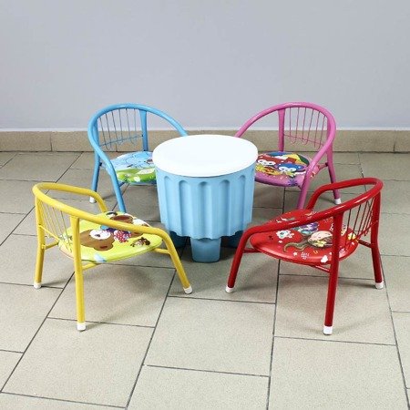 Stalowe krzesełko dla dziecka, kolorowe krzesło dziecięce grające różowe - UC82312