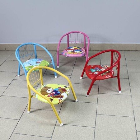 Stalowe krzesełko dla dziecka, kolorowe krzesło dziecięce grające różowe - UC82312