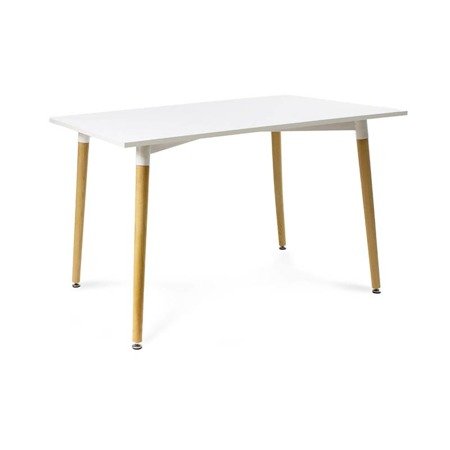 Stół biały z płyty wiórowej z  drewniamymi nóżkami 120cm x 80 cm x 71 cm S304A SEN