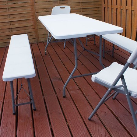 Stół cateringowy składany ogrodowy prostokątny bankietowy walizka biały S180 180x70x74 