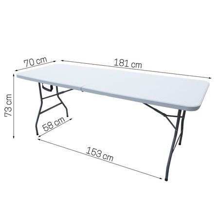 Stół cateringowy składany ogrodowy prostokątny bankietowy walizka biały S181 180x70x70