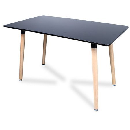 Stół czarny z płyty wiórowej z drewniamymi bukowymi nóżkami 120 x 70 cm S304
