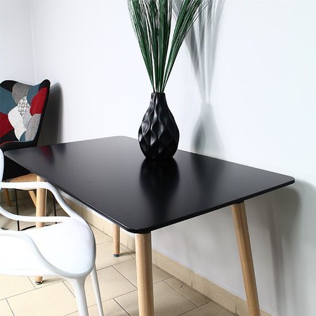 Stół czarny z płyty wiórowej z drewniamymi bukowymi nóżkami 120 x 70 cm S304