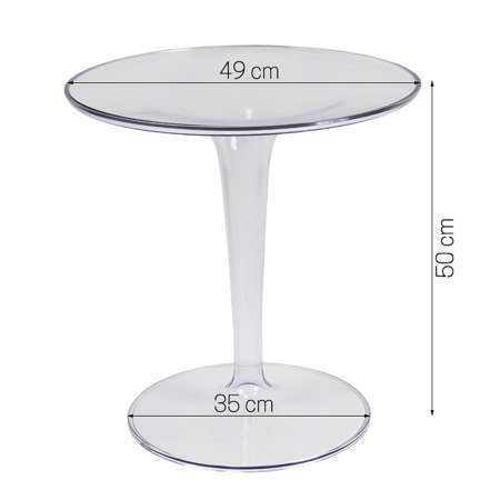 Stół designerski stolik kawowy transparentny do salonu kawiarni średnica 49cm S312P/48T