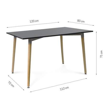 Stół grafitowy z płyty wiórowej z drewniamymi nóżkami 120cm x 80 cm x 71 cm S304A
