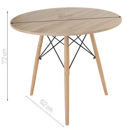 Stół klasyczny okrągły nowoczesny stylowe naturalne drewno średnica 80 cm S301-080NW
