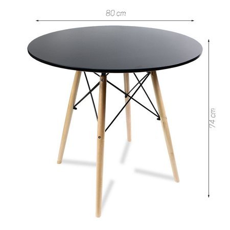 Stół klasyczny okrągły nowoczesny stylowe średnica 80 cm S301 czarny