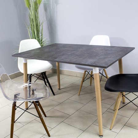 Stół kuchenny do jadalni drewniany kwadratowy z białym blatem 80 cm x 80 cm x 75 cm MDF S200PA SEN