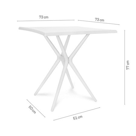 Stół kwadratowy nowoczesny na taras do ogrodu kuchni 73 cm x 73 cm biały 203
