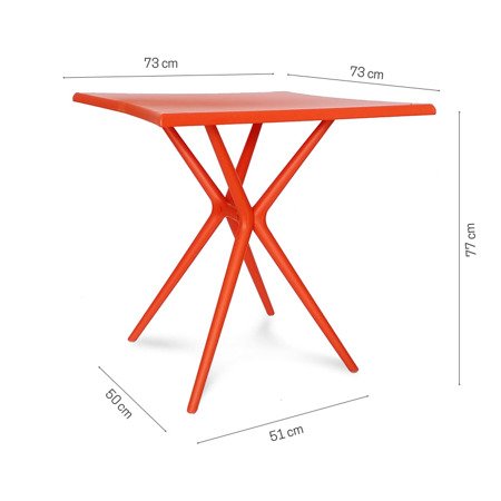 Stół kwadratowy nowoczesny na taras do ogrodu kuchni 73 cm x 73 cm pomarańczowy 203