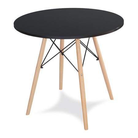 Stół okrągły S301 SEN czarny + 4 krzesła 212 AB czarne zestaw kuchenny skandynawski nowoczesny