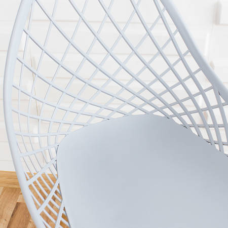 Stół okrągły S350 SEN biały + 2 krzesła YE05 szary zestaw kuchenny skandynawski nowoczesny