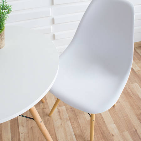 Stół okrągły S350 SEN biały + 2 krzesła białe 212 zestaw kuchenny skandynawski nowoczesny