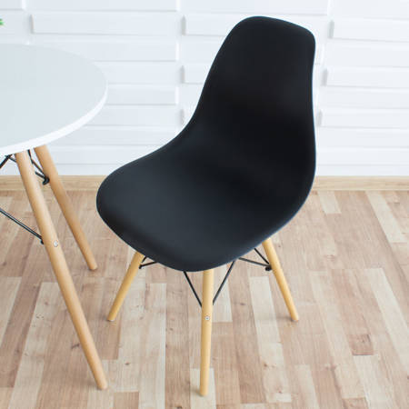 Stół okrągły S350 SEN biały + 2 krzesła czarne 212 zestaw kuchenny skandynawski nowoczesny