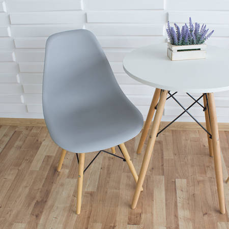 Stół okrągły S350 SEN biały + 2 krzesła szare 212 zestaw kuchenny skandynawski nowoczesny