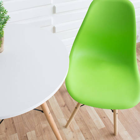 Stół okrągły S350 SEN biały + 2 krzesła zielone 212 zestaw kuchenny skandynawski nowoczesny