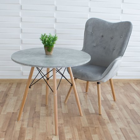 Stół okrągły do salonu jasny marmur na drewnianych bukowych nogach 80m x 73 cm S301 SEN