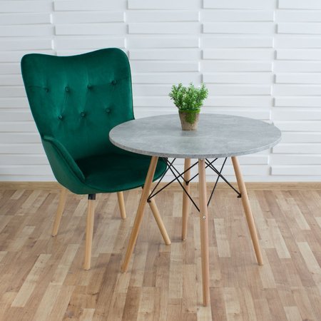 Stół okrągły do salonu jasny marmur na drewnianych bukowych nogach 80m x 73 cm S301 SEN