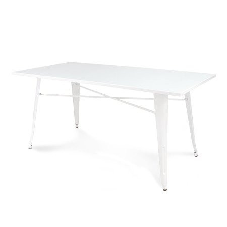 Stół prostokątny metalowy nowoczesny do kuchni jadalni biały 160x80cm S208