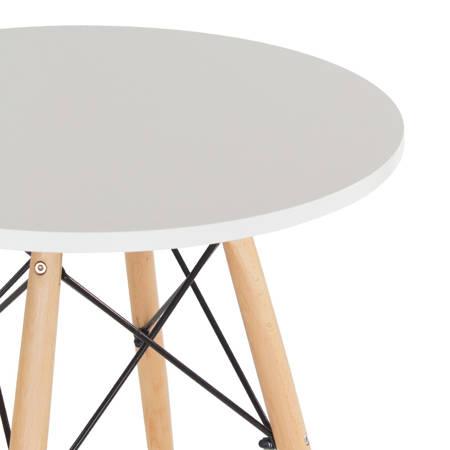 Stół, stolik biały, kawowy, na drewnianych nogach okrągły do salonu jadalni 60 cm x 74 cm S350 SEN