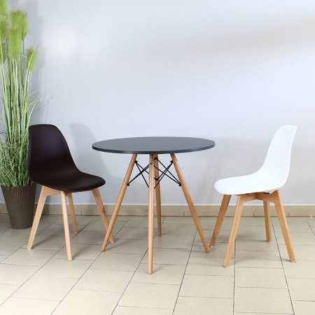 Stół, stolik kawowy do salonu czarny na drewnianych nogach okrągły 80m x 73 cm S301 SEN