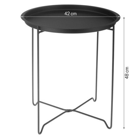 Stół stolik składany balkonowy pomocniczy kawowy metalowy czarny - KO-CAS000010
