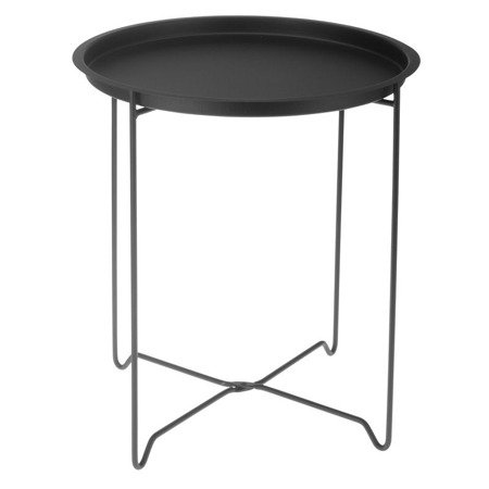 Stół stolik składany balkonowy pomocniczy kawowy metalowy czarny - KO-CAS000010
