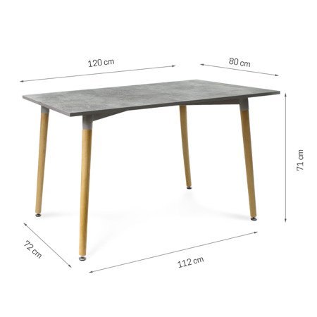 Stół z płyty wiórowej z drewnianymi nóżkam, jasny marmur 120cm x 80 cm x 71 cm S304A