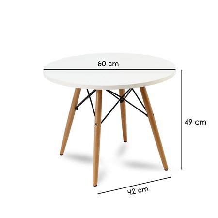 Stolik dla dzieci do pokoju dziecięcego na drewnianych bukowych nogach biały 49 cm x 60 cm S305 roz