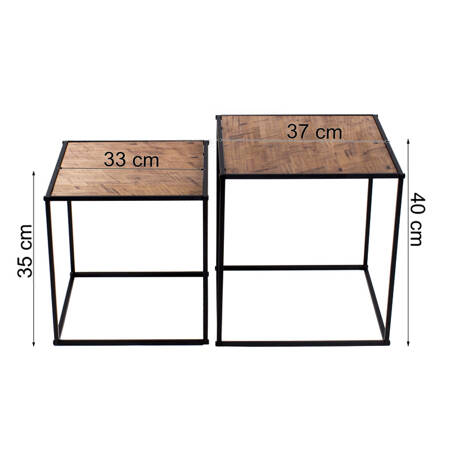 Stolik kawowy kwadratowy czarny, zestaw dwóch stolików kawowych TAB-17